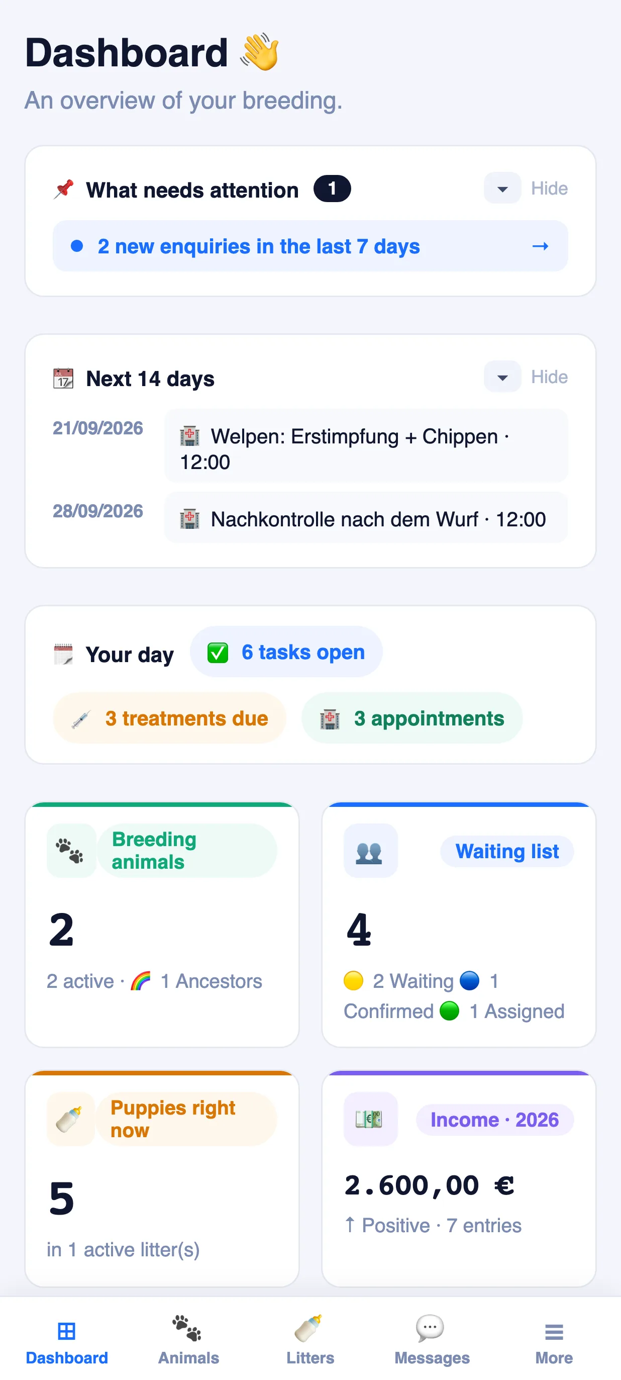 WurfDesk in the Android app